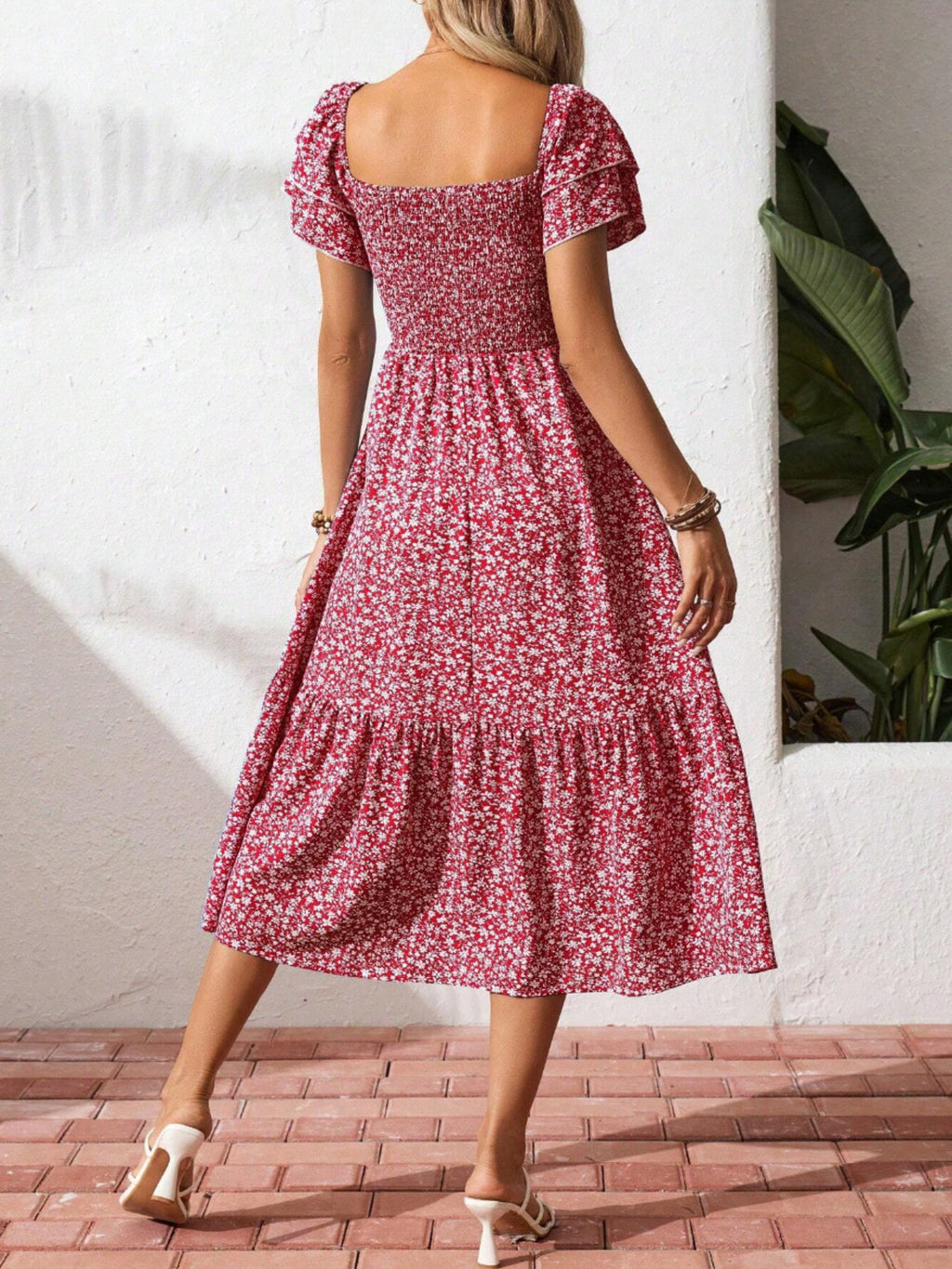 Floral Print Smocked Ruffle Sleeves Dress - product image 24