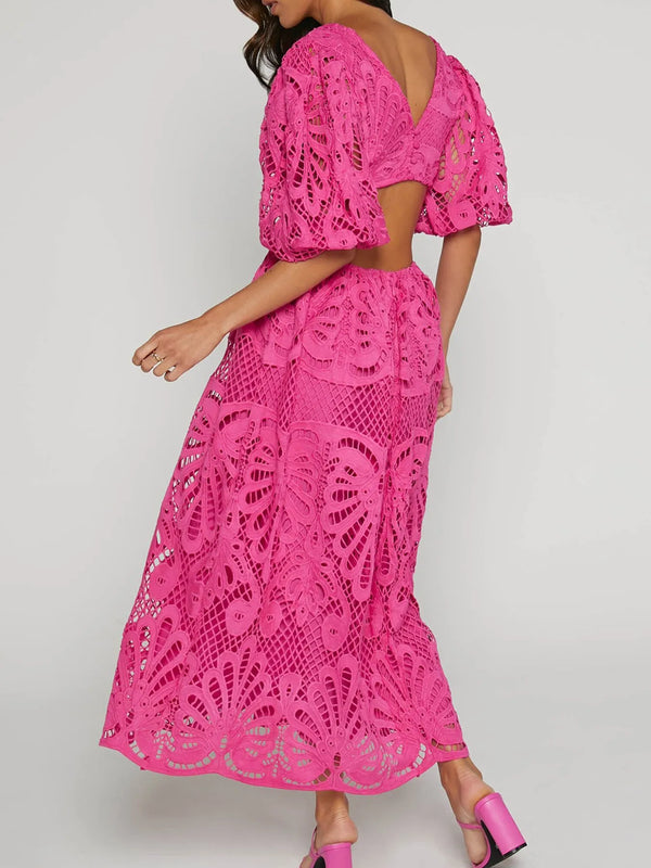 Cutout Back Lace Crochet V-Neck Dress - product image 18