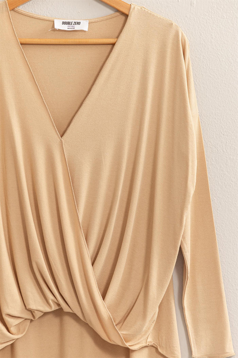 HYFVE Draped Drop Shoulder Long Sleeve Top