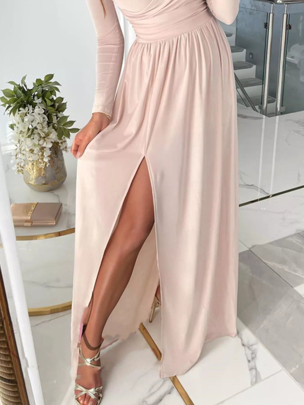 Slit Surplice Cold Shoulder Maxi Dress - product image 3