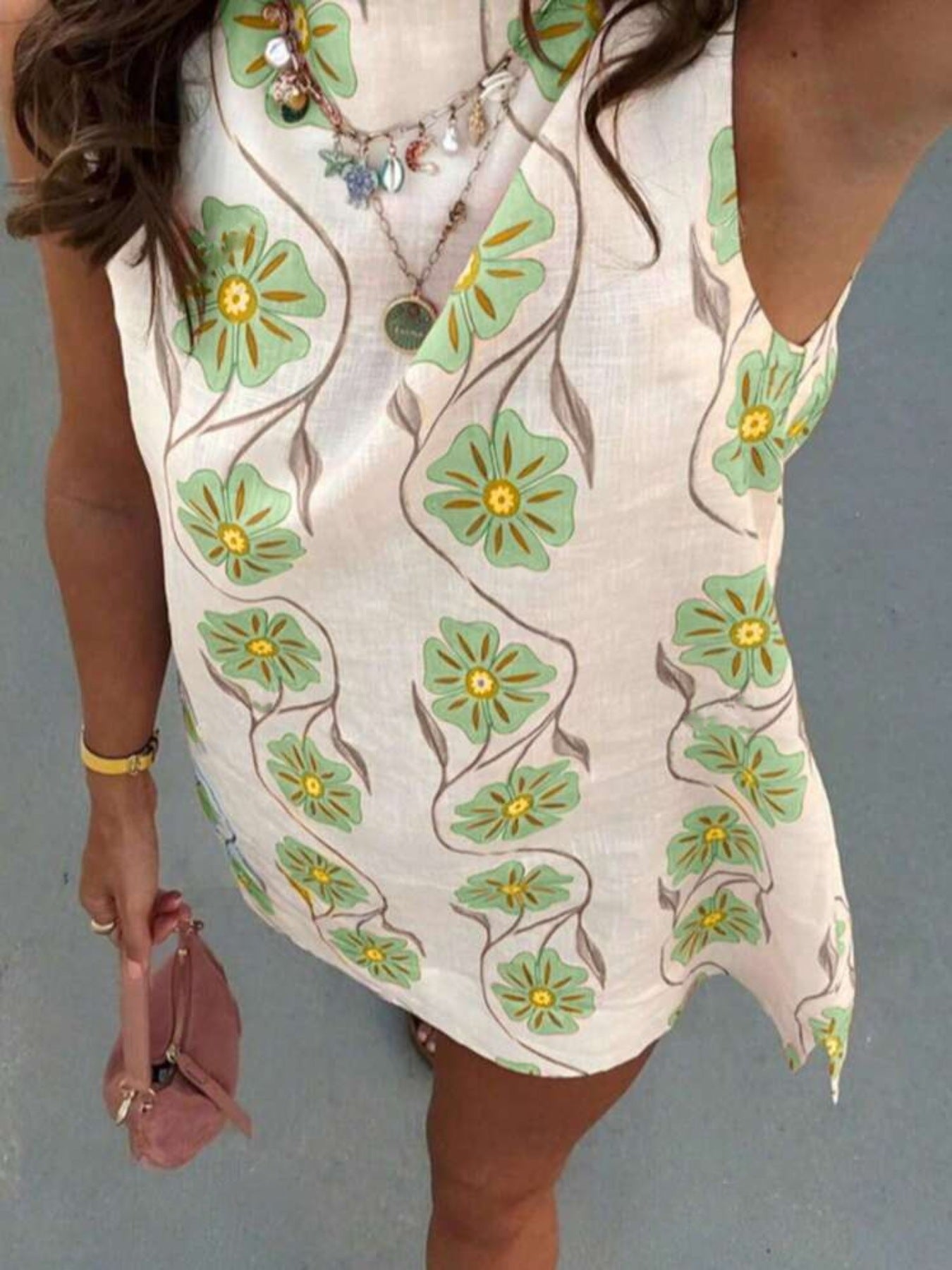 Floral Pattern Sleeveless Mini Dress view 11 - Shopiebay