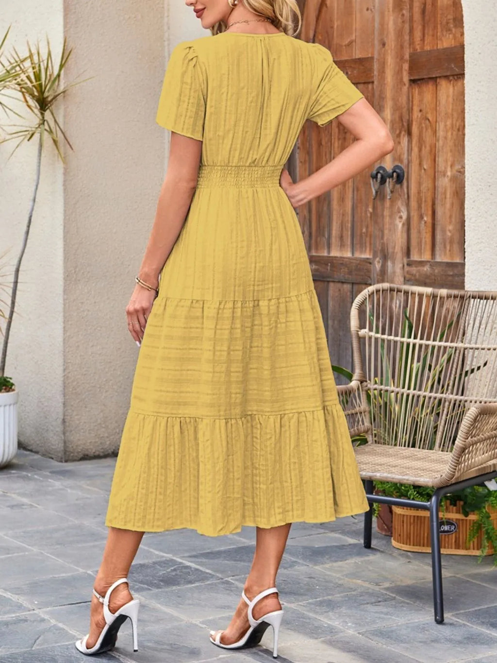 Tiered Notched Short Sleeve Dress - product image 27