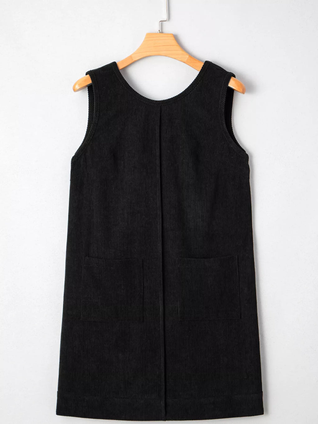 Corduroy Sleeveless Mini Dress with Patched Pockets - product image 2