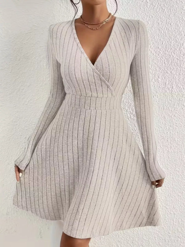 Ribbed Knit Wrap Mini Dress - product image 2