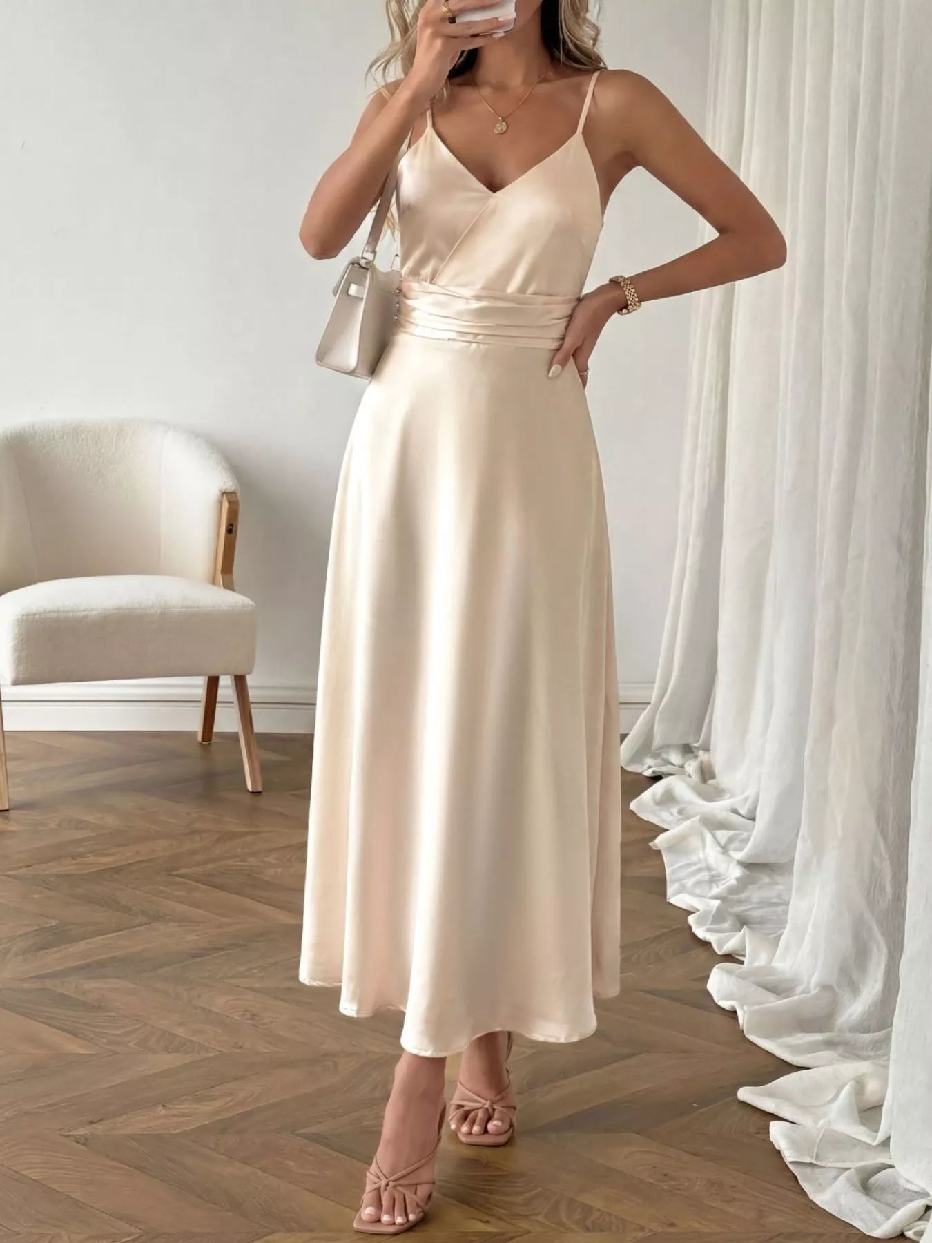 Satin V-Neck Maxi Dress Main image