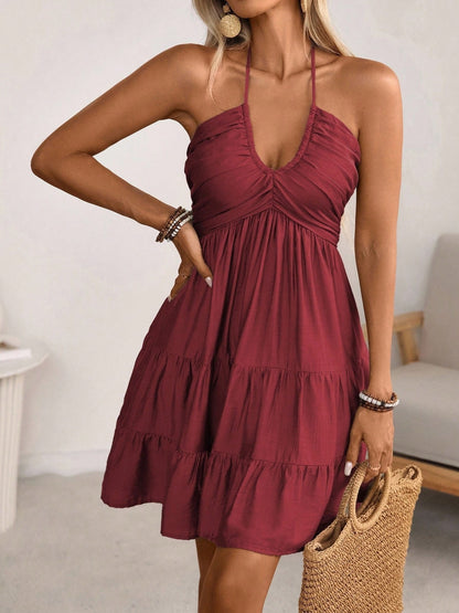 Smocked Halter Neck Tiered Dress view 10 - Shopiebay