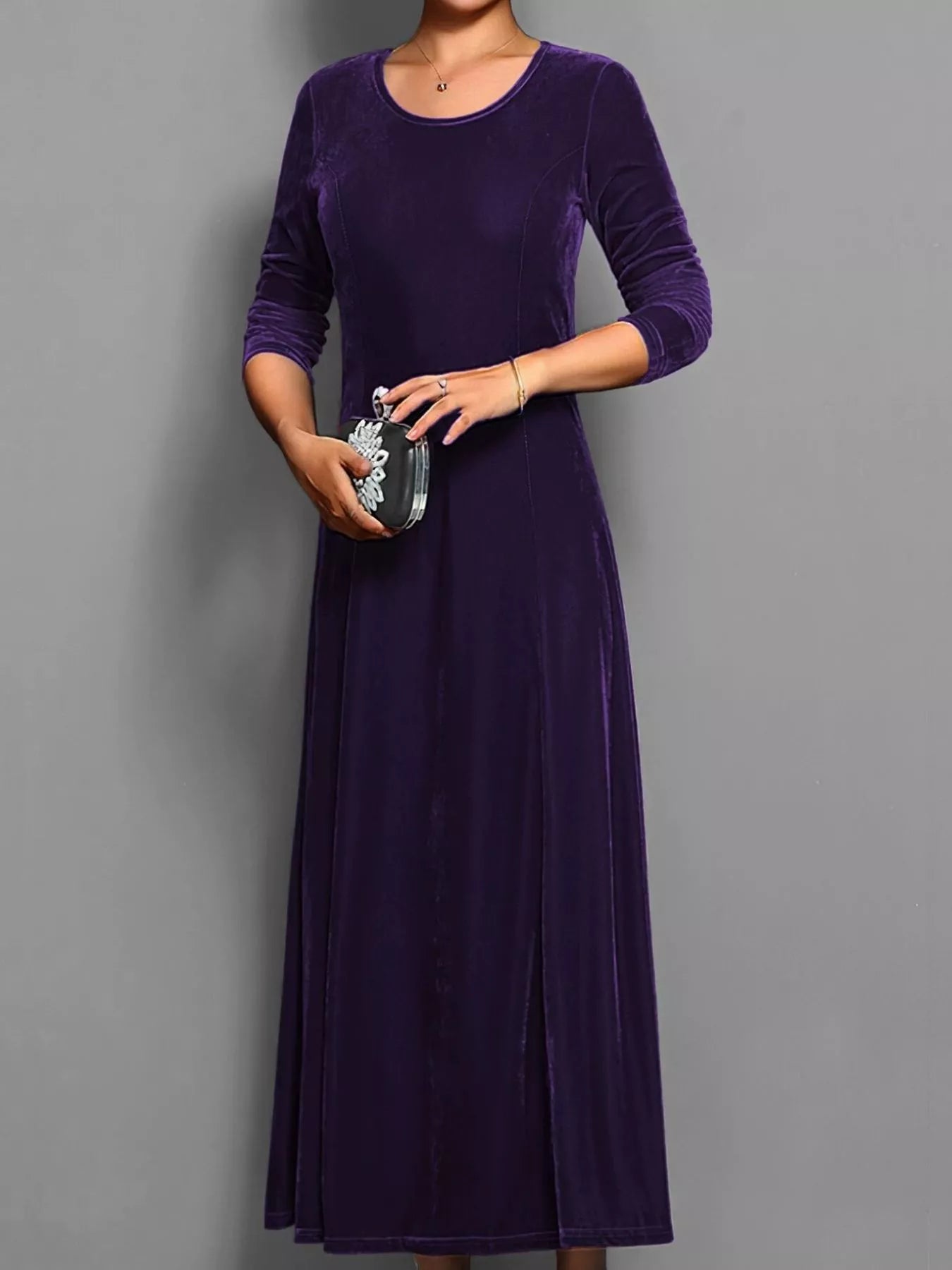 Velvet Long Sleeve A-Line Dress - product image 11