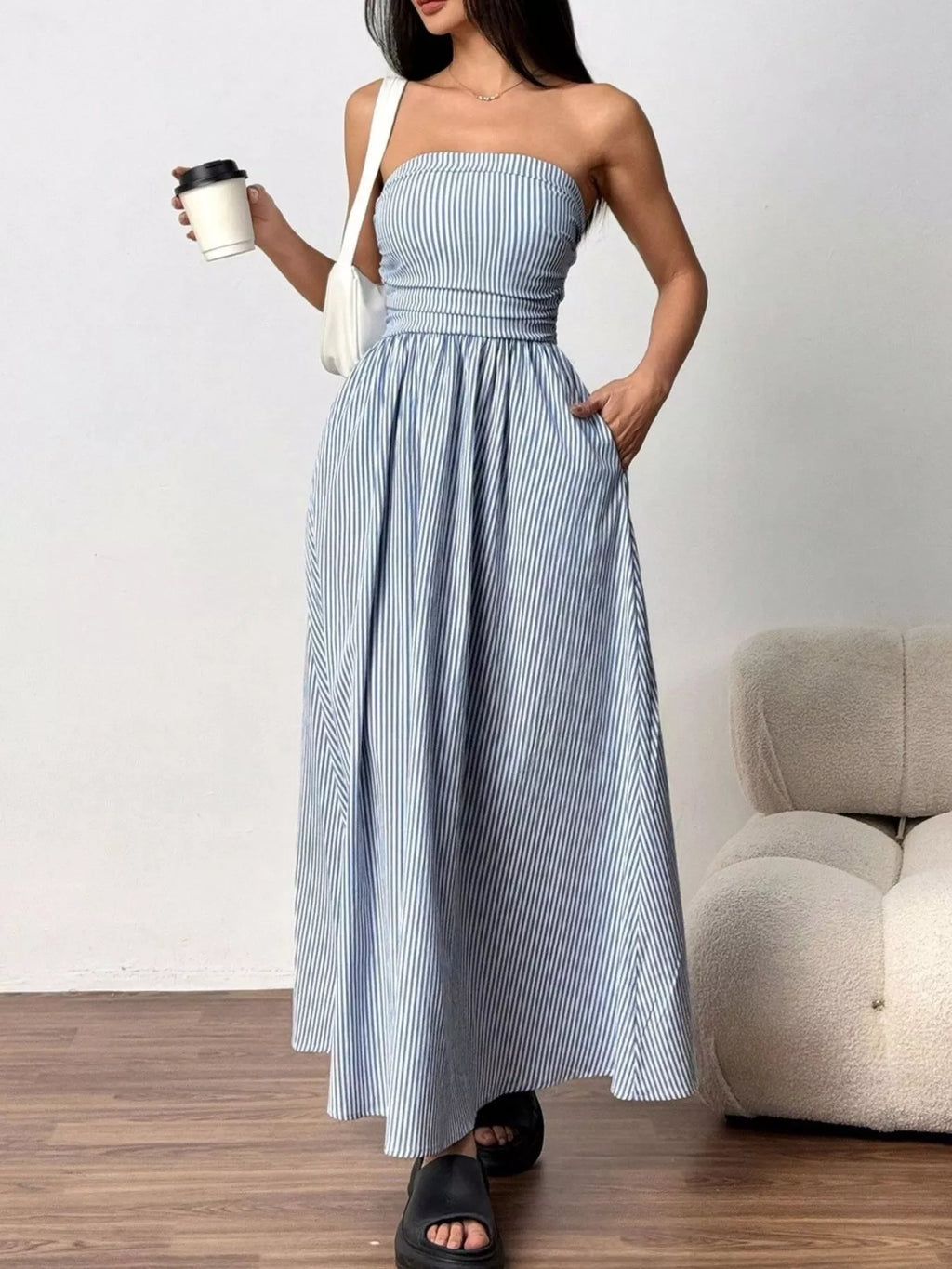 Striped Strapless Casual Maxi Dress - product image 2