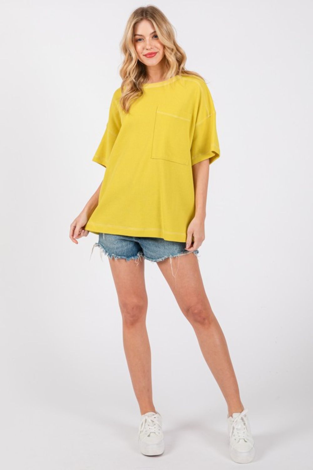 Cesfemme Textured Drop Shoulder T-Shirt