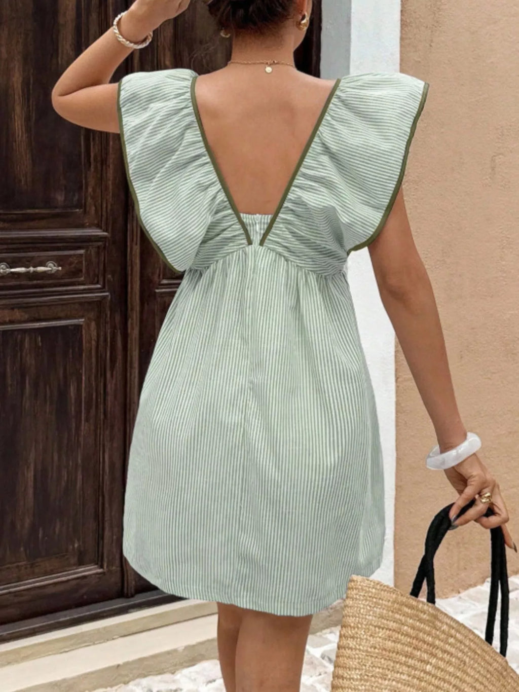 Striped Ruffle Sleeve Mini Dress - product image 13