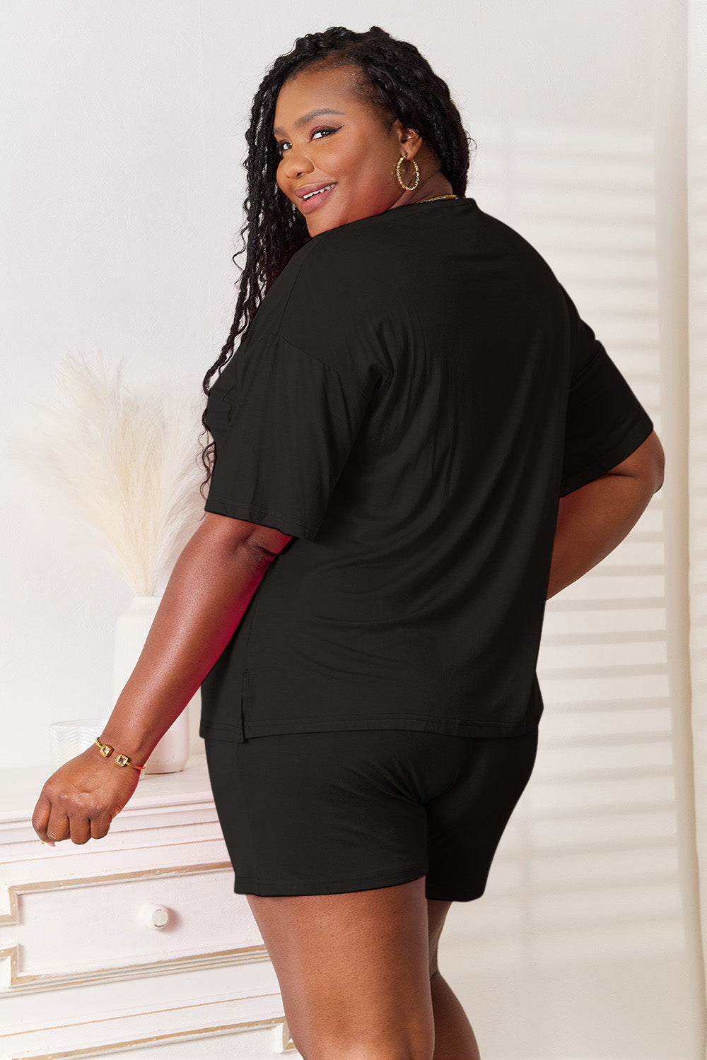 Basic Bae Full Size Soft Rayon Half Sleeve Top and Shorts Set view 8 - Shopiebay