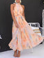 Floral Halter Neck Backless Summer Dress