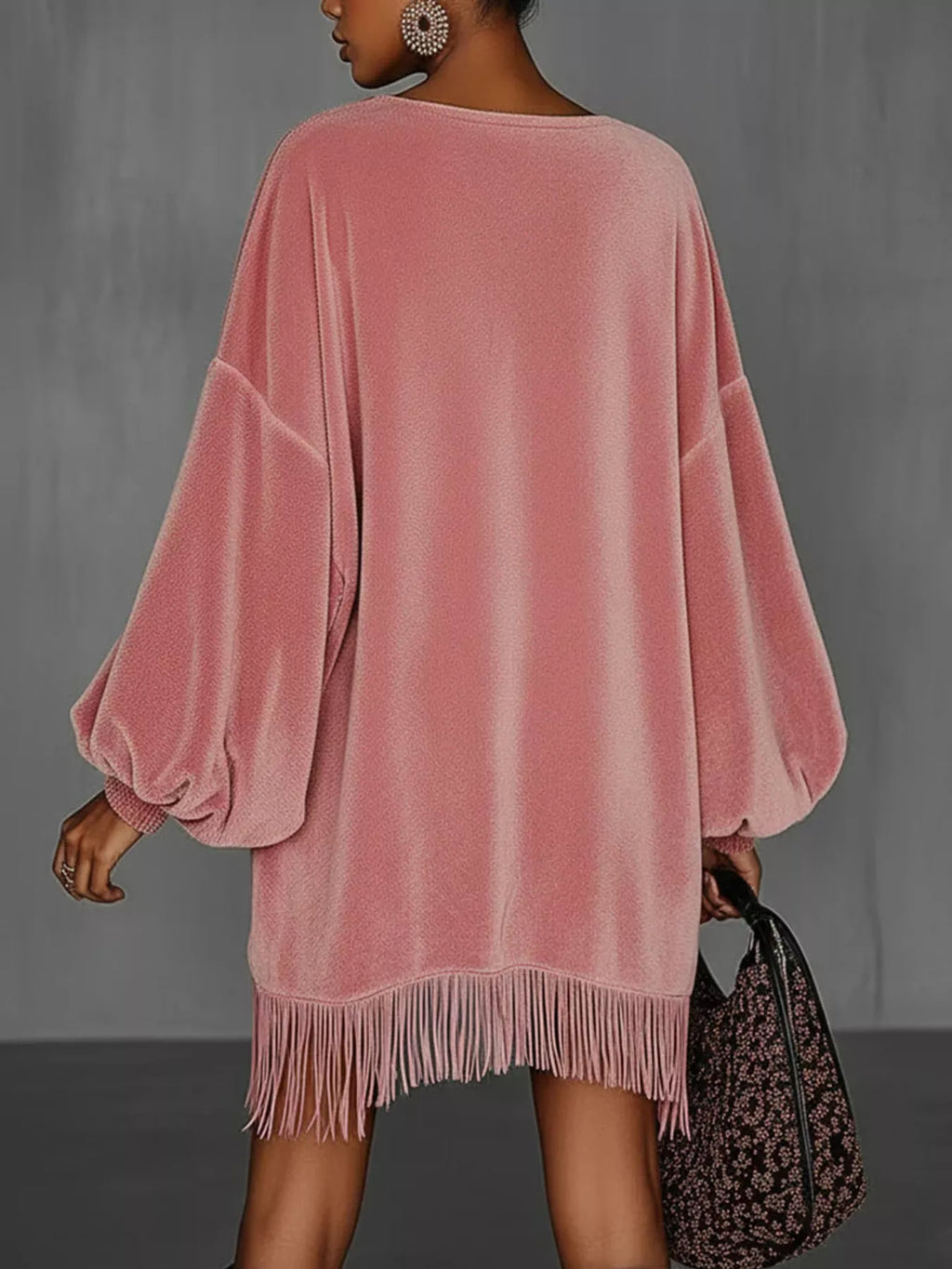 Velvet Fringe Hem Mini Dress - product image 2