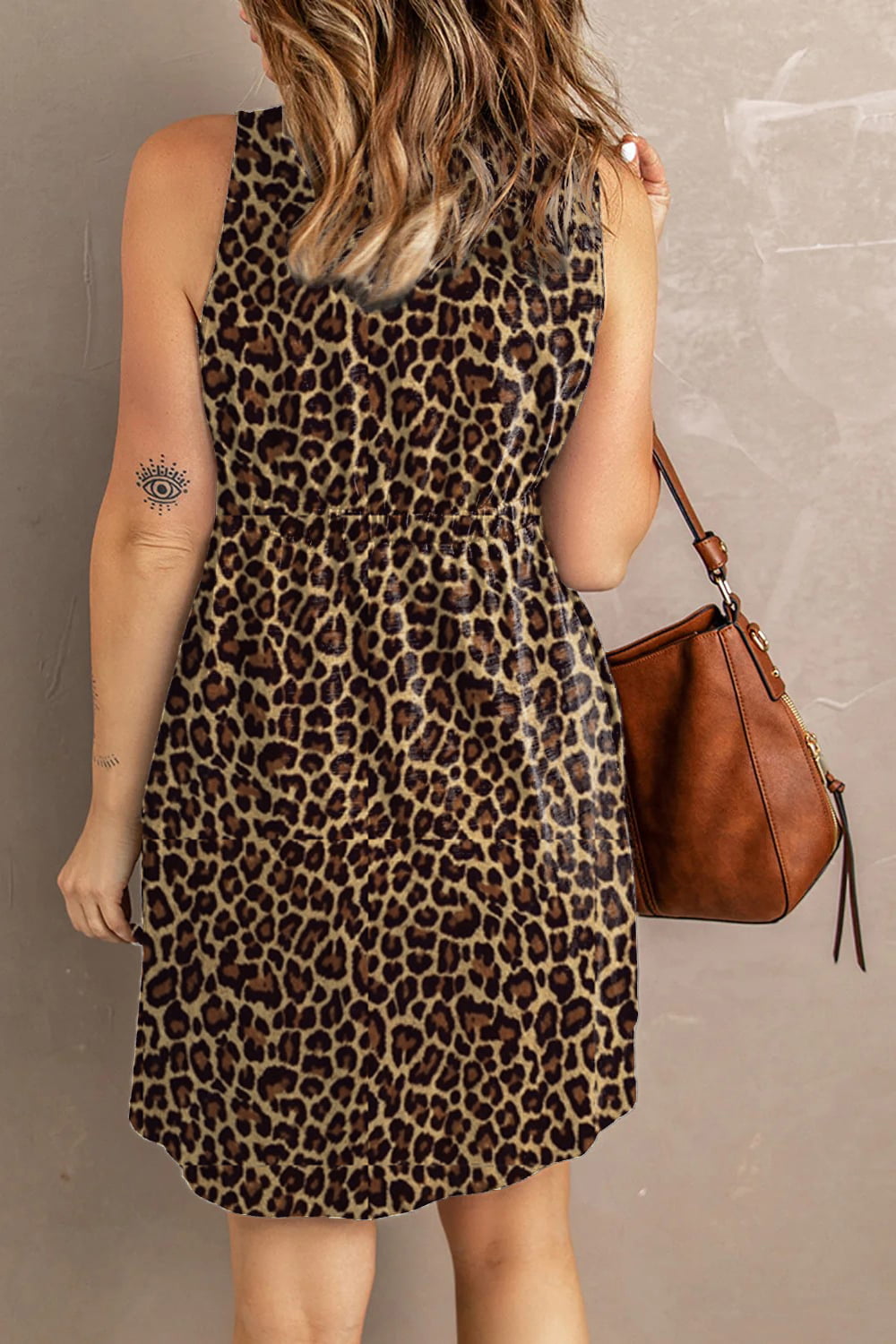 Double Take Printed Scoop Neck Sleeveless Buttoned Magic Dress with Pockets - product image 10