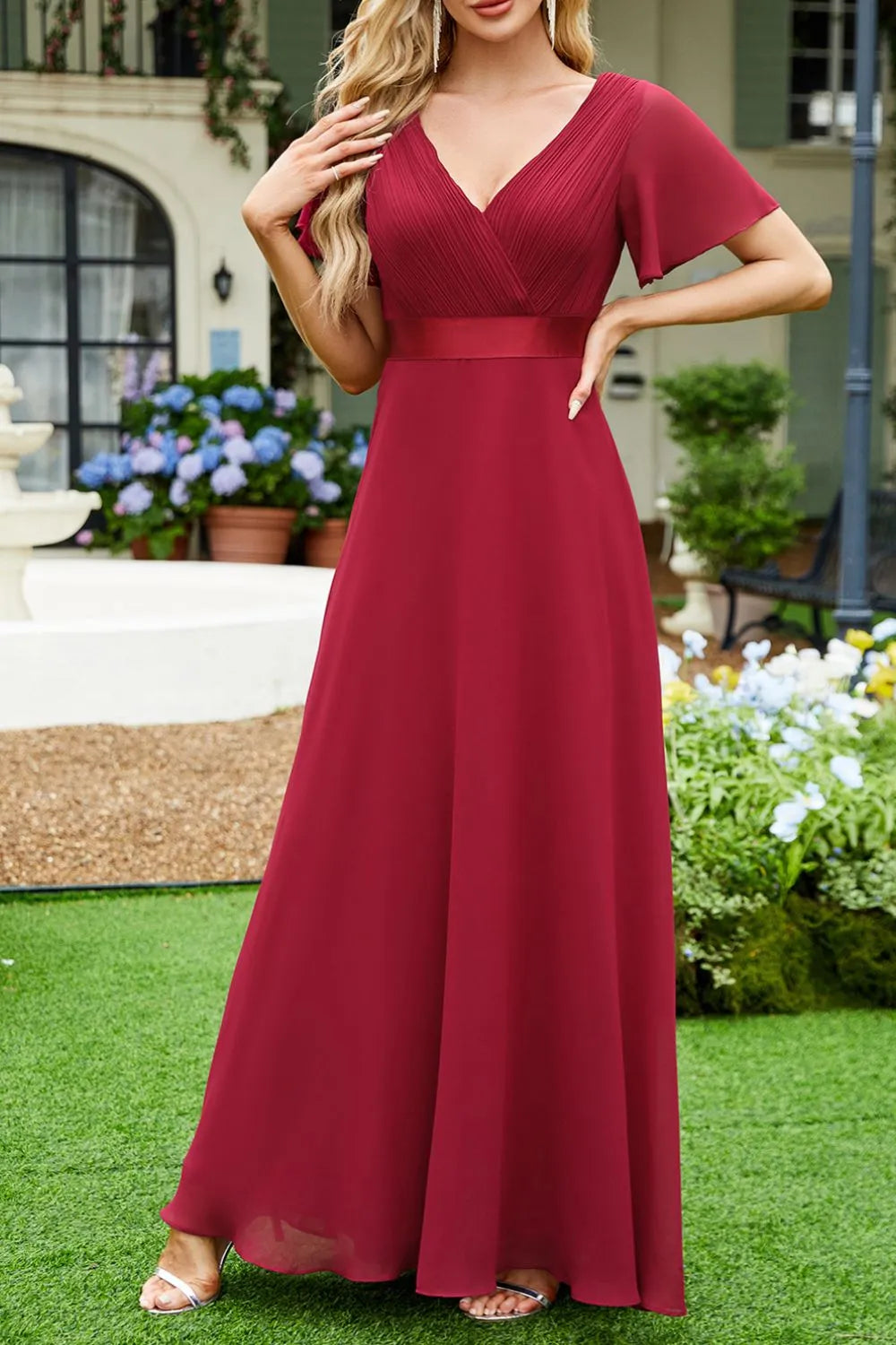 Surplice Flutter Sleeve Maxi Dress - product image 4