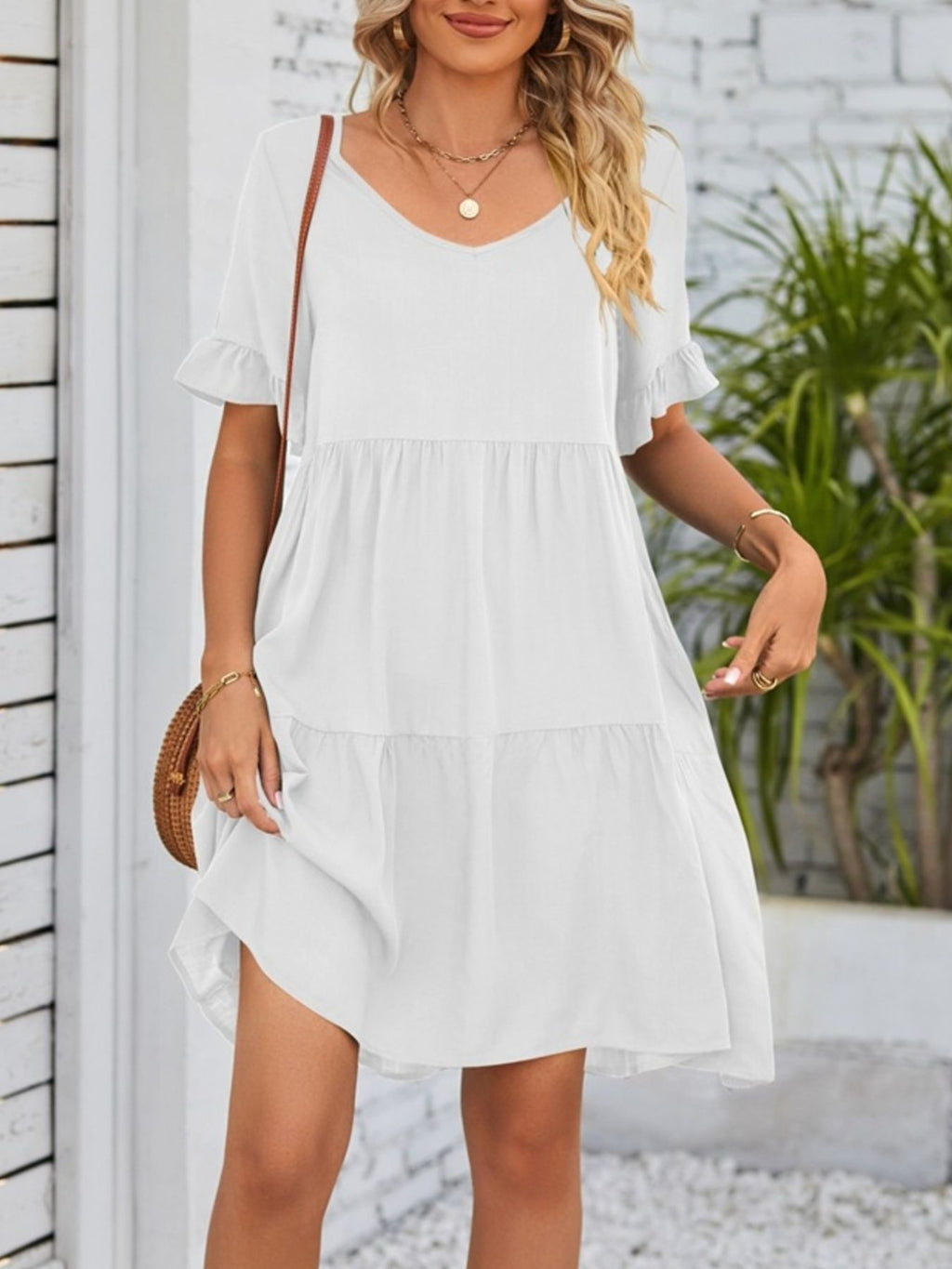 Ruffled Sleeve Tiered Mini Dress - product image 20