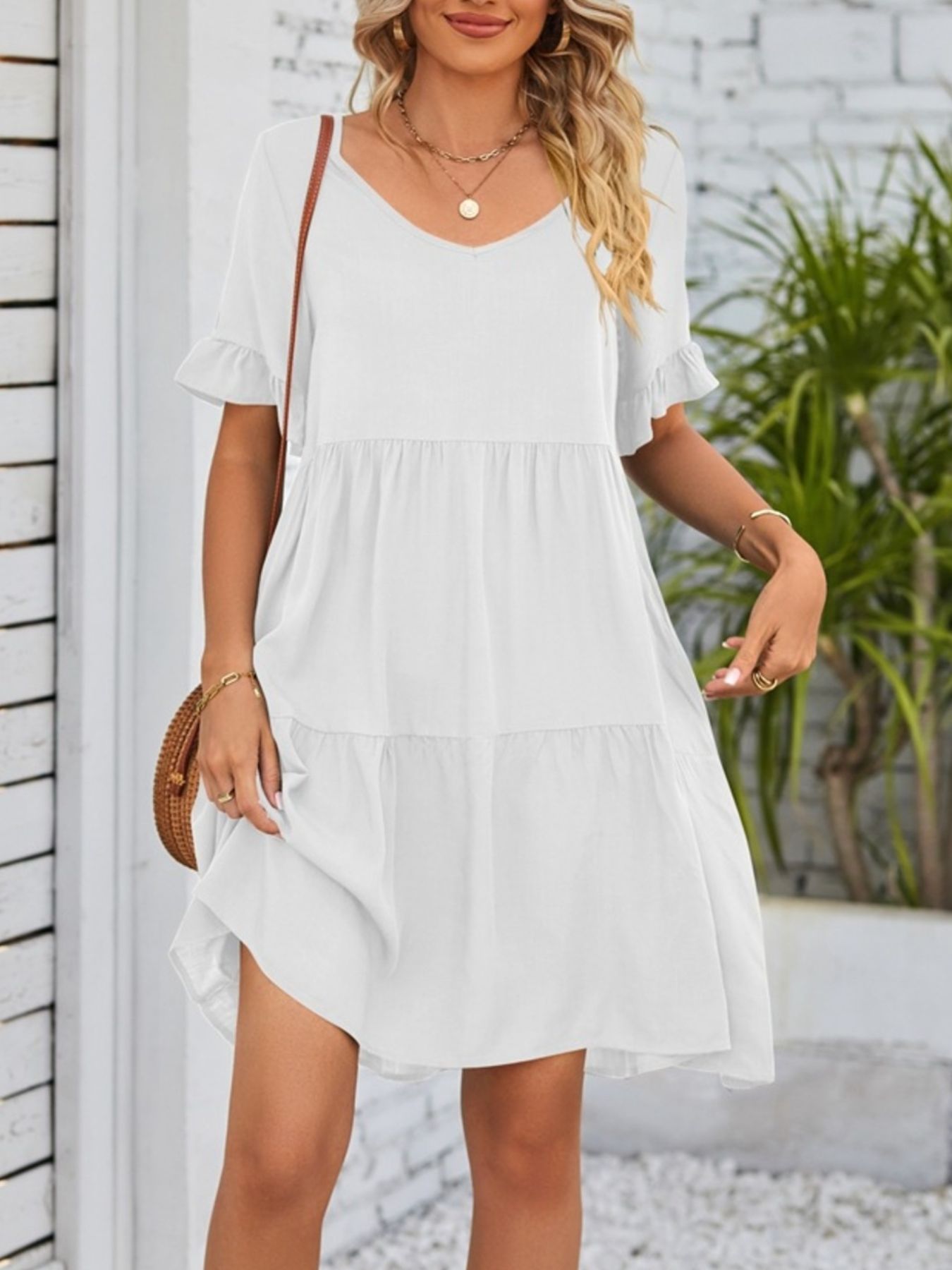 Ruffled Sleeve Tiered Mini Dress - product image 20