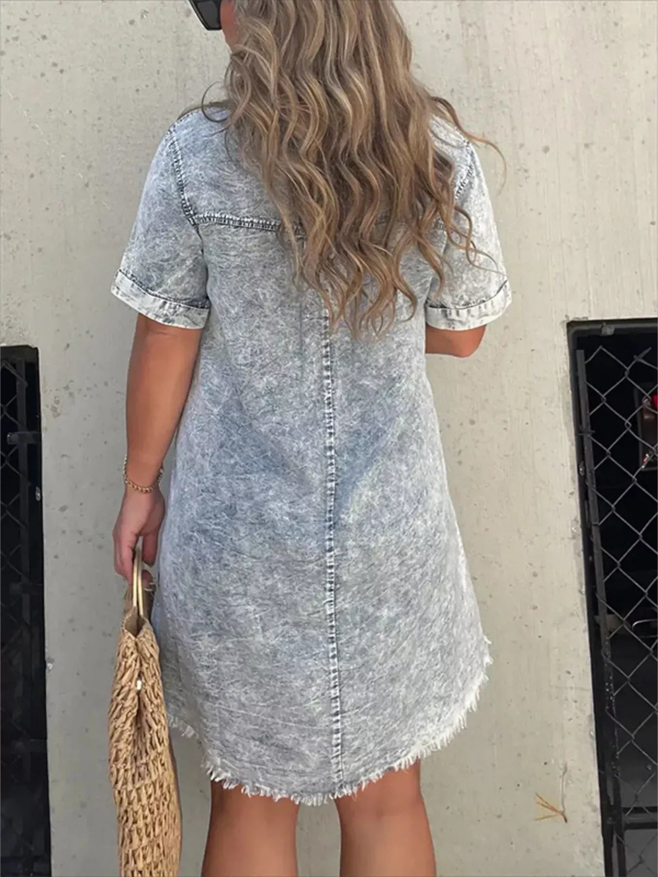 Full Size Raw Hem Short Sleeve Dress Plus Size - product image 7