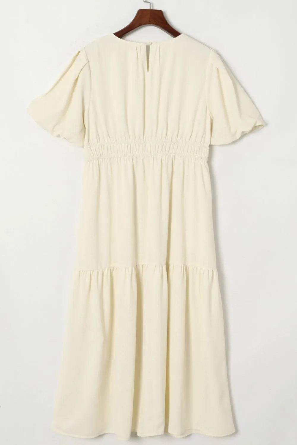 Puff Sleeve Pleated High Waist Flowy Midi Dress view 11 - Shopiebay