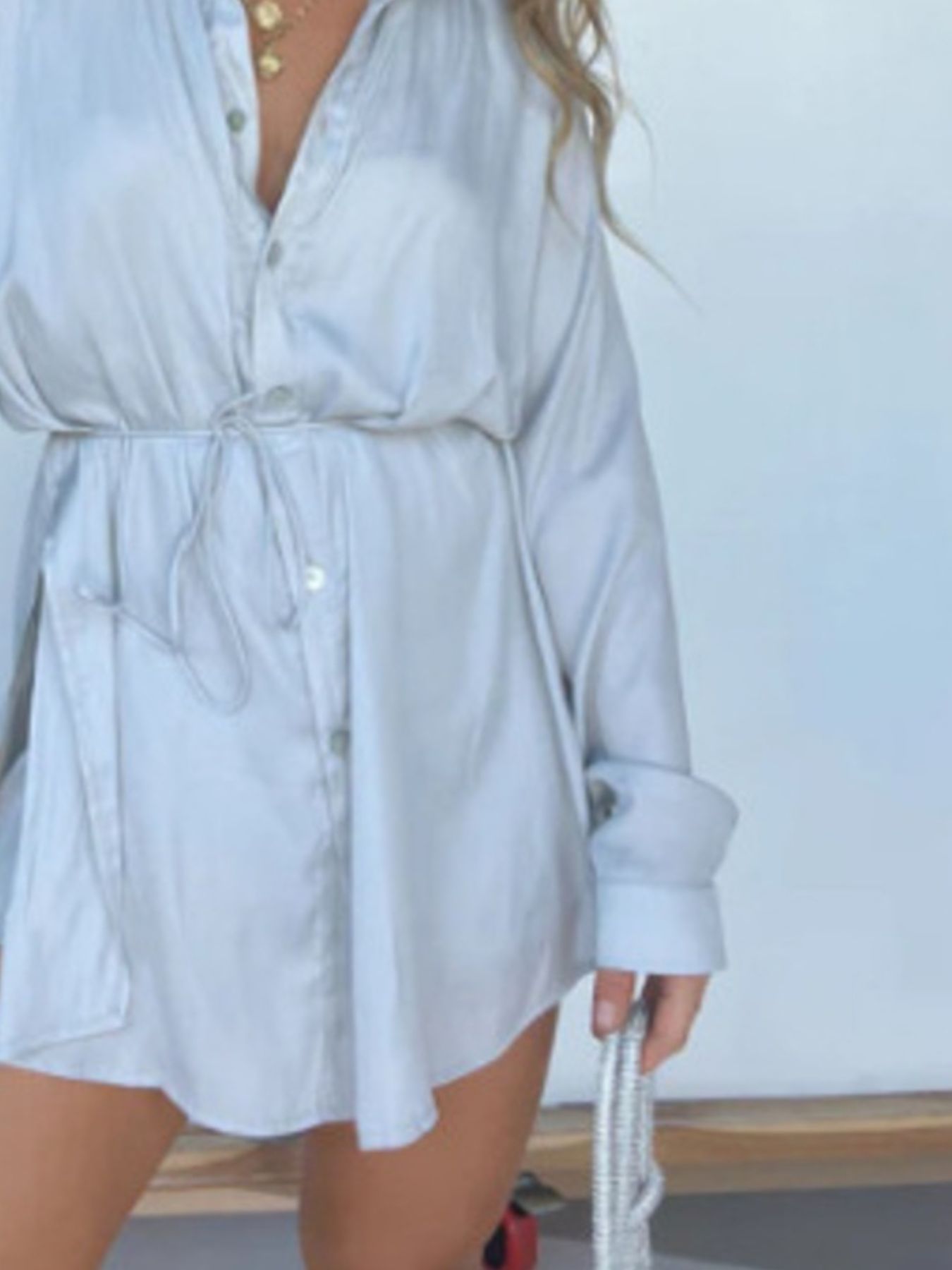 Full Size Button-Down Mini Shirt Dress Plus Size view 9 - Shopiebay