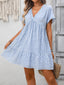 Plaid V-Neck Ruffle Hem Mini Dress