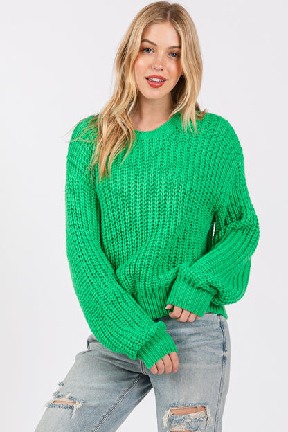 SAGE + FIG Round Neck Drop Shoulder Sweater