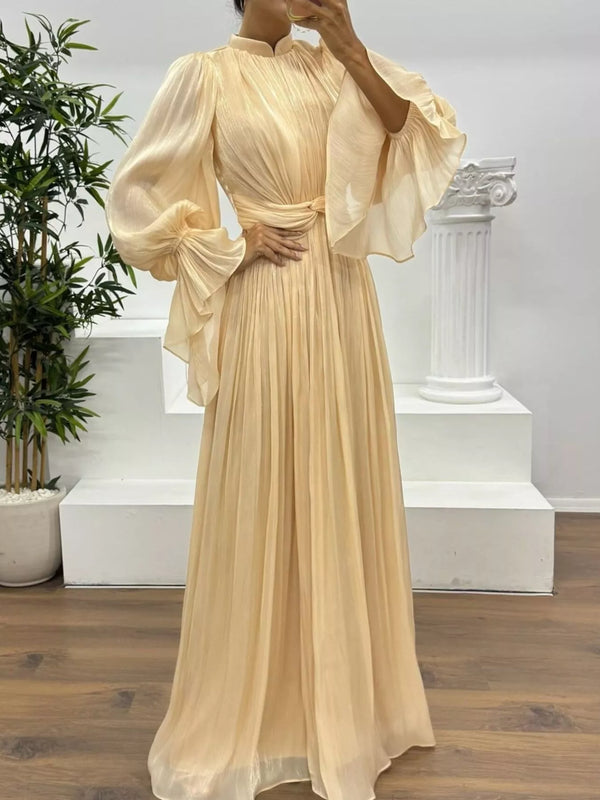 Pleated Mock Neck Long Sleeve Maxi Dress - product image 3