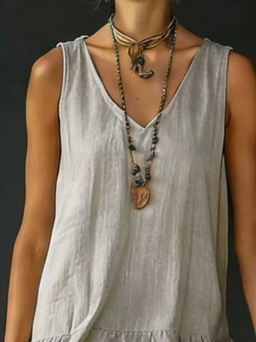 Full Size Ruffled Hem V-Neck Sleeveless Dress Plus Size - product image 24