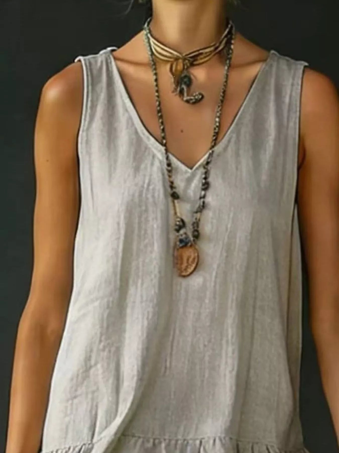 Full Size Ruffled Hem V-Neck Sleeveless Dress Plus Size - product image 24