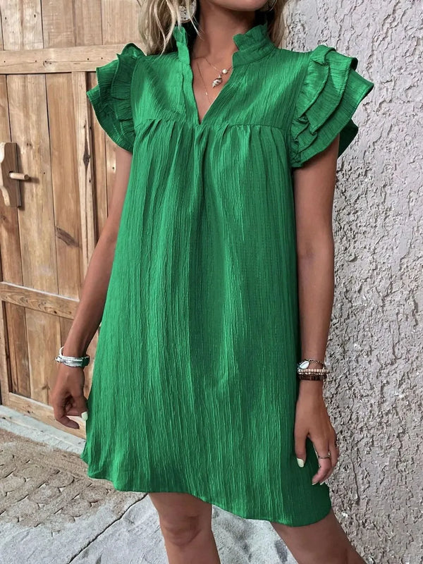 Ruffled Notched Cap Sleeve Mini Dress - product image 5