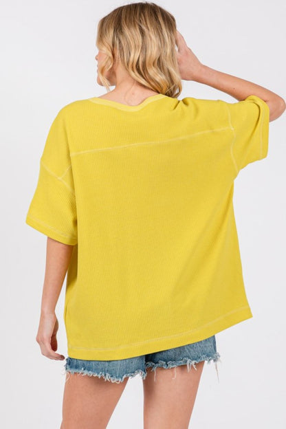 Cesfemme Textured Drop Shoulder T-Shirt