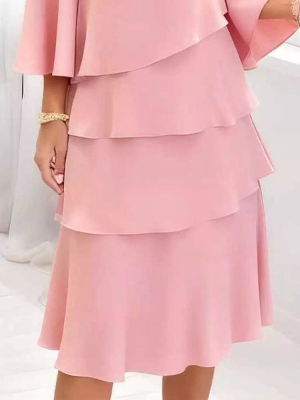 Ruffled Layered 3/4 Sleeve Dress - product image 3