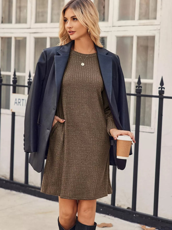 Ribbed Knit Puff Sleeve Casual Mini Dress - product image 21