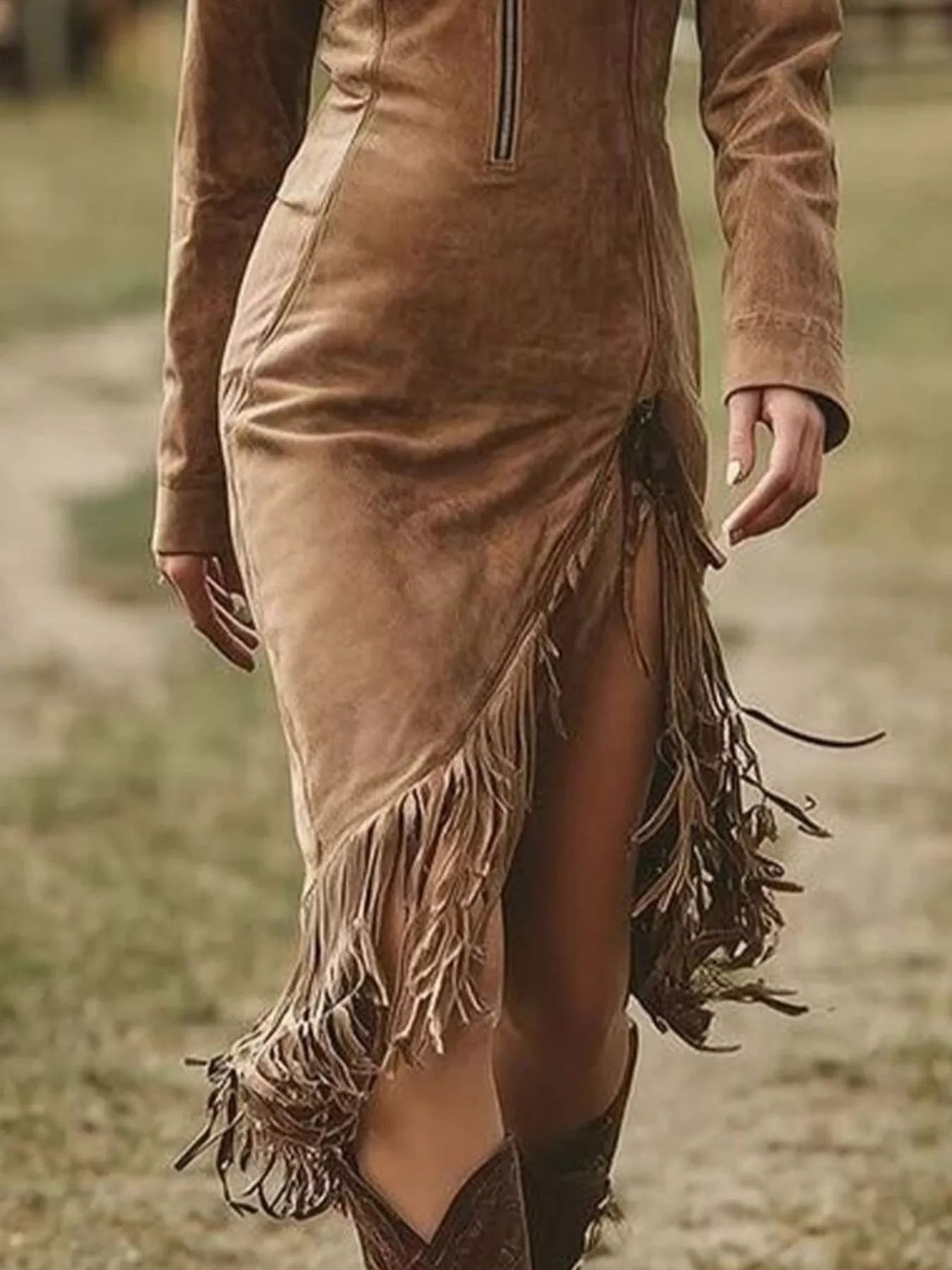Full Size Fringe Hem Zip Front Bodycon Dress Plus Size view 6 - Shopiebay