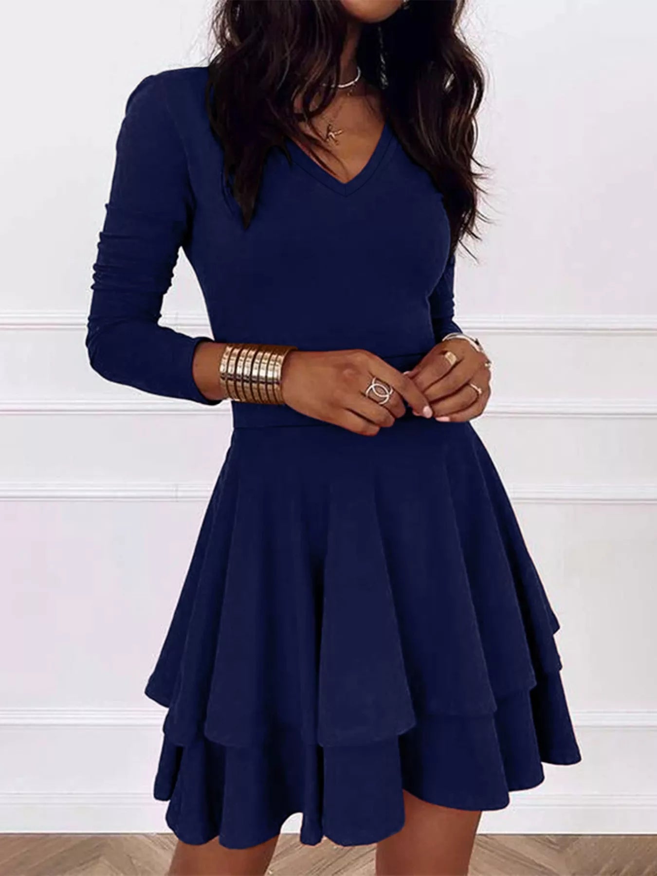 V-Neck Layered Ruffle Mini Dress - product image 15