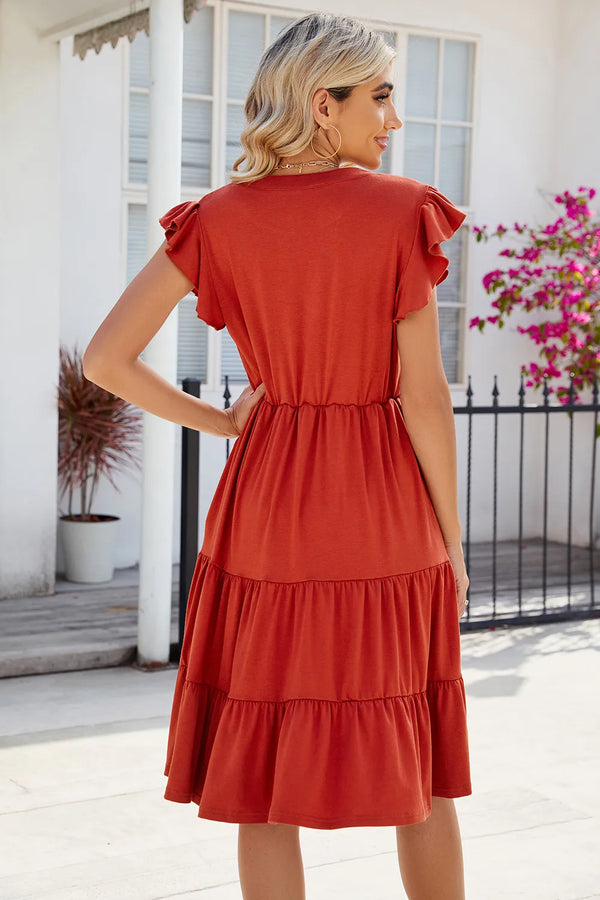 Ruched Notched Cap Sleeve Dress - product image 16