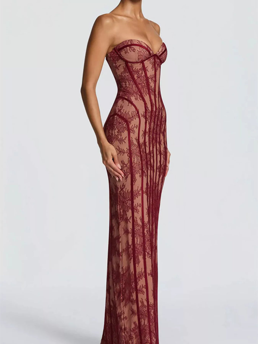 Lace Up Back Strapless Maxi Dress - product image 7