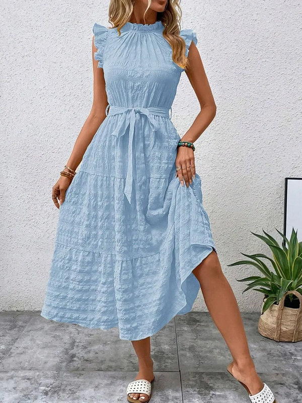 Tied Ruffled Cap Sleeve Midi Dress - product image 5