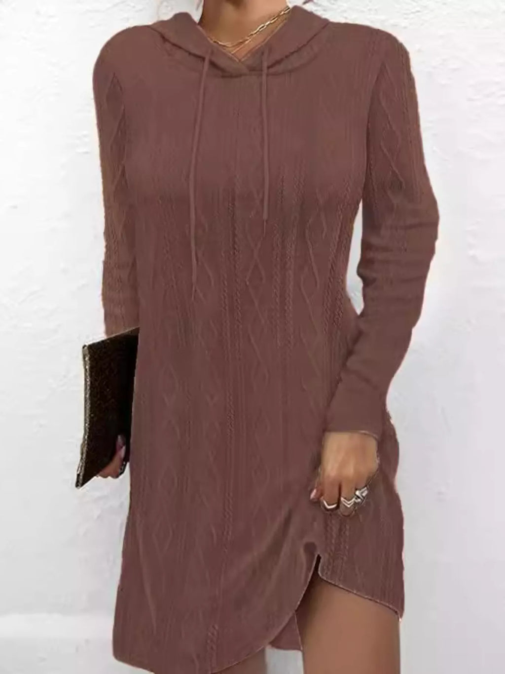 Casual Long Sleeve Hooded Knit Dress - product image 14
