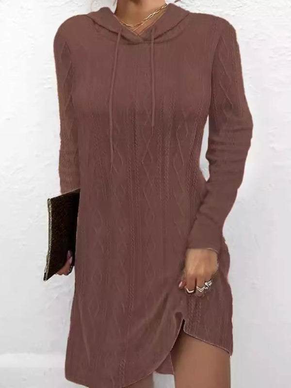 Casual Long Sleeve Hooded Knit Dress - product image 14