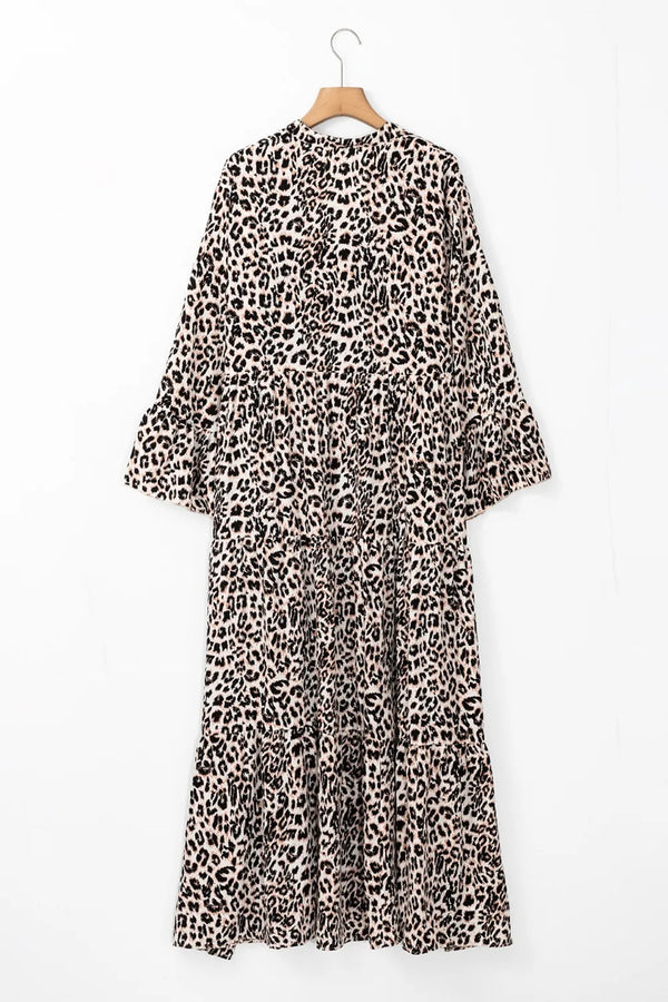 Leopard Notched Long Sleeve Maxi Dress - product image 6