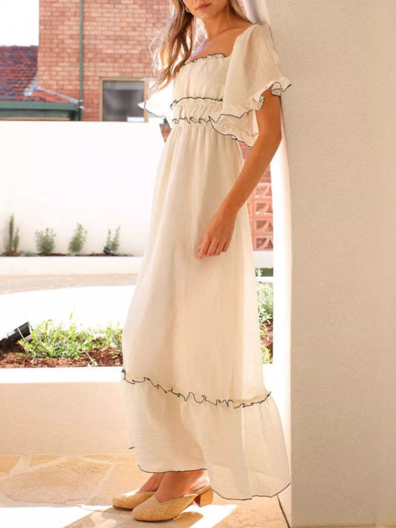 Ruffled Short Sleeve Tiered Maxi Dress Secondary image