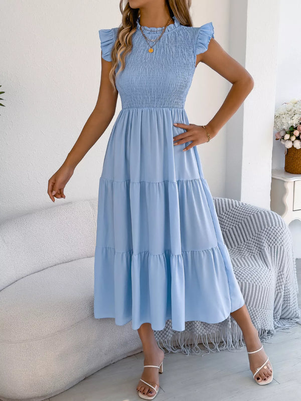 Women's Smocked Ruffle Midi Dress – Casual A-Line Cap Sleeve - product image 12