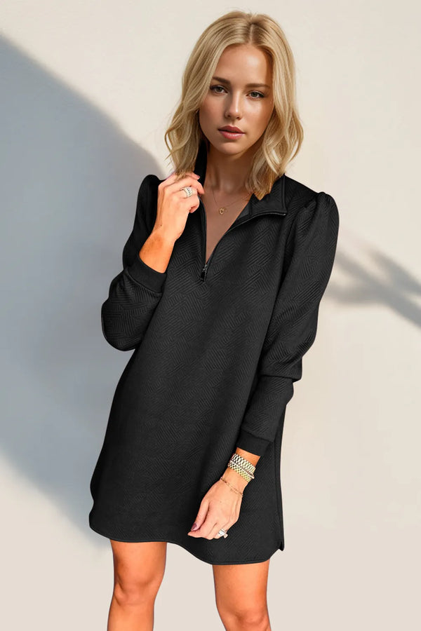 Double Take Textured Quarter Zip Long Sleeve Dress - product image 20