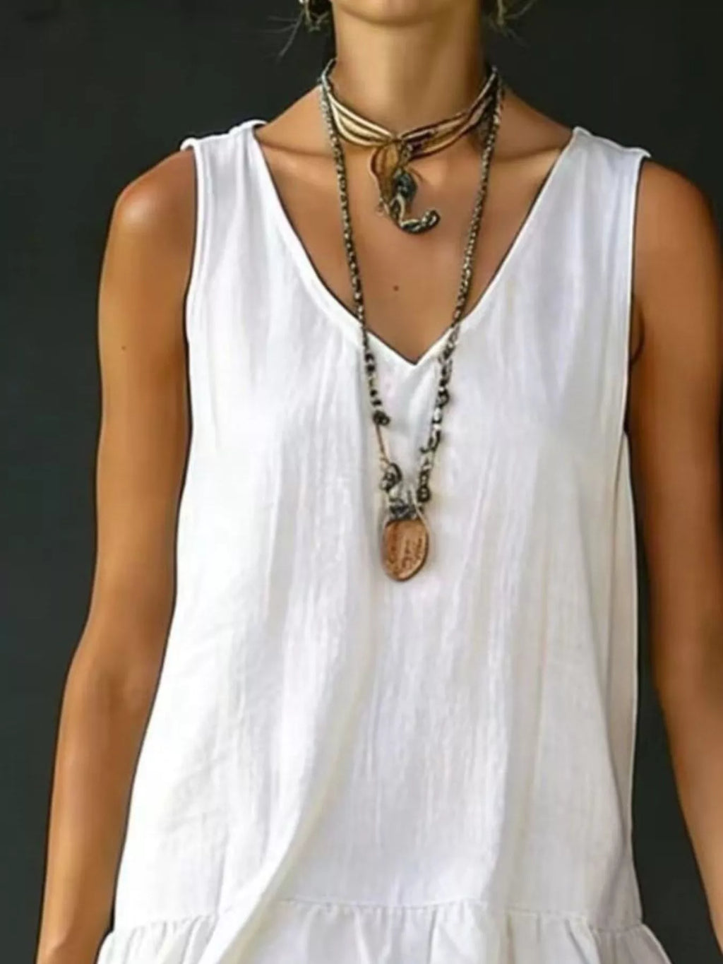 Full Size Ruffled Hem V-Neck Sleeveless Dress Plus Size - product image 17