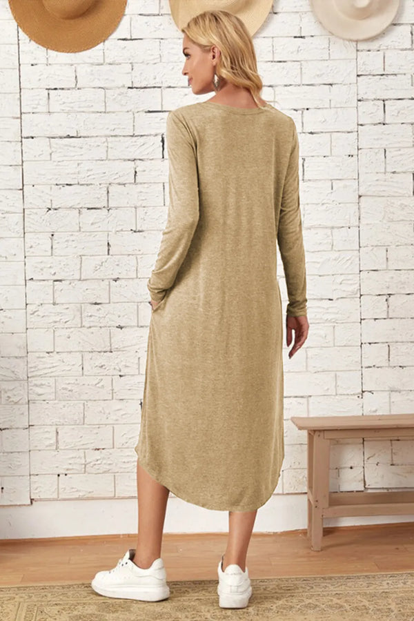 Pocketed Round Neck Long Sleeve Tee Dress - product image 15