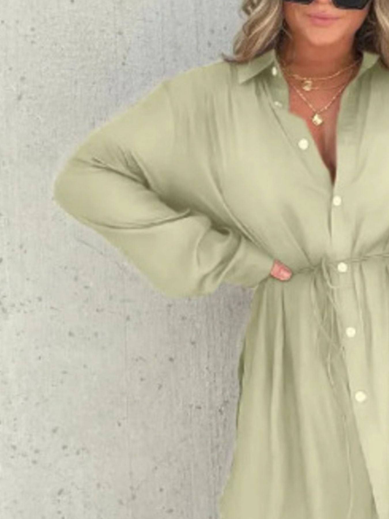 Full Size Button-Down Mini Shirt Dress Plus Size view 6 - Shopiebay