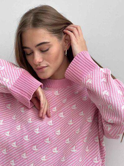 Contrast Round Neck Long Sleeve Sweater for Women Fashion Secondary image