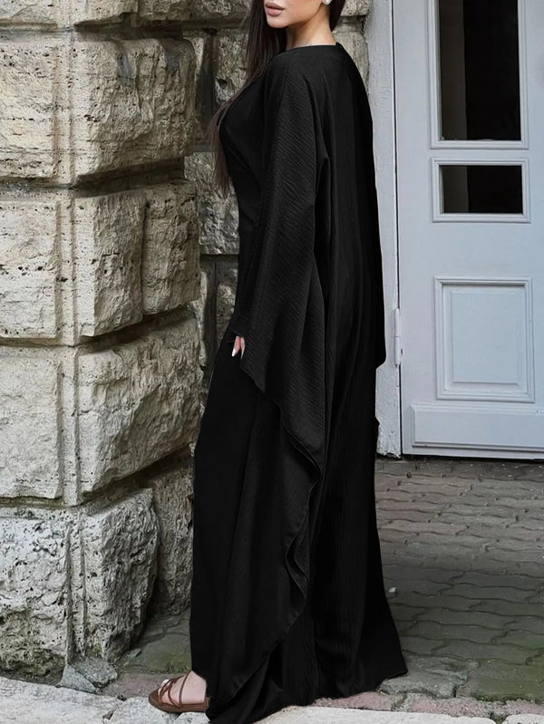 Round Neck Maxi Dress with Flowing Cape Sleeves - product image 15