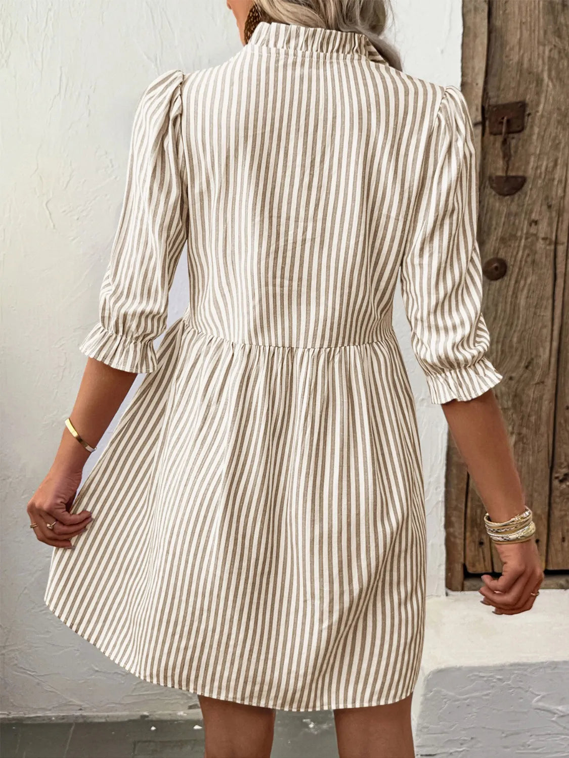 Striped Half Sleeve Dress view 6 - Shopiebay
